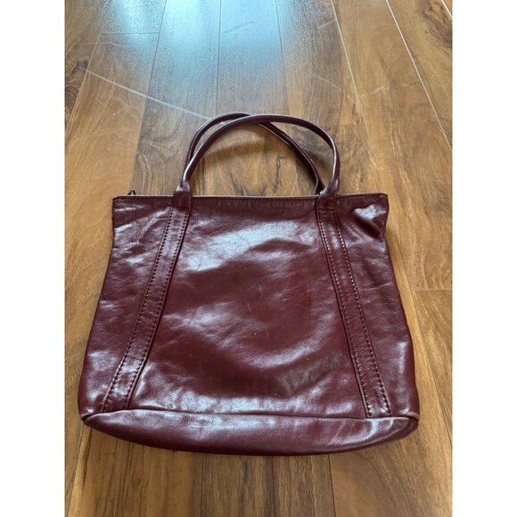 VintageP Pappe  Burgundy Leather Tote Bag With Dual Handles & Zipper Pocket - Picture 2 of 4